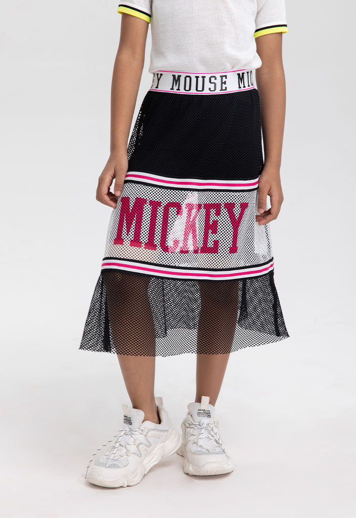 Mickey Mouse Striped Tape Mesh Skirt