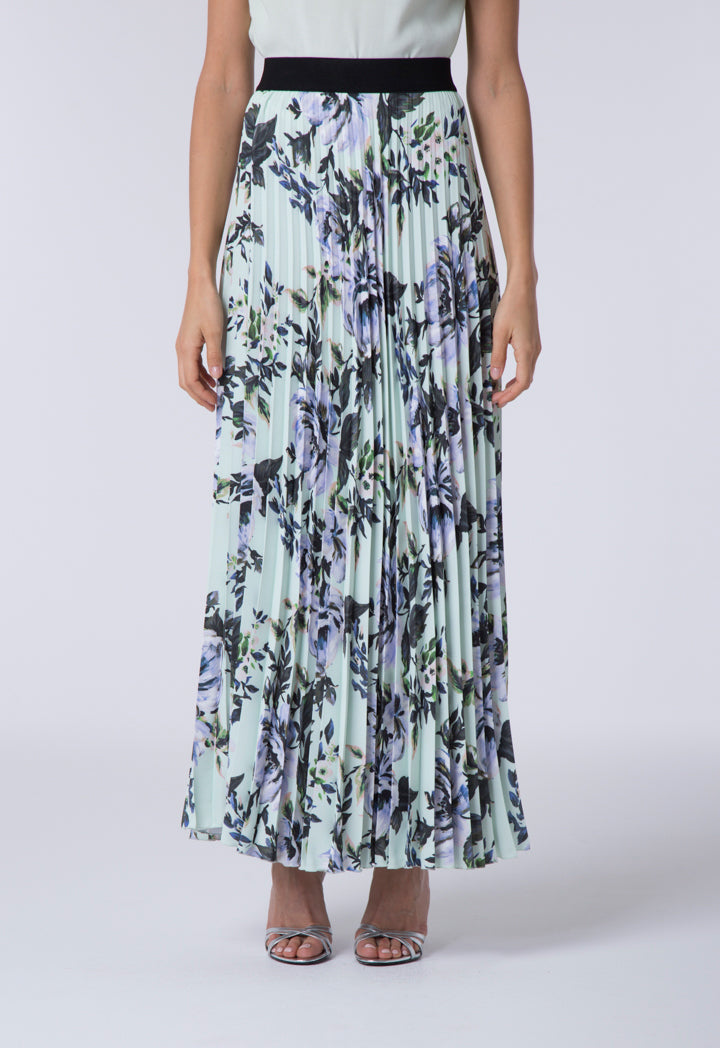 Floral Pleated Skirt