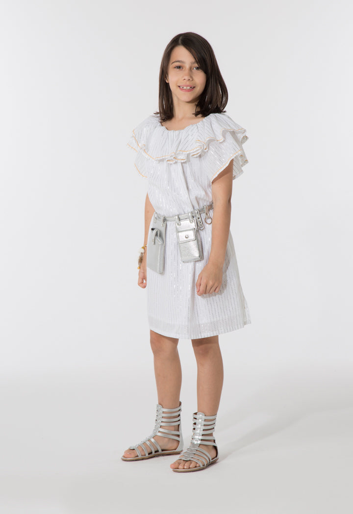 Lurex Striped Off Shoulder Dress