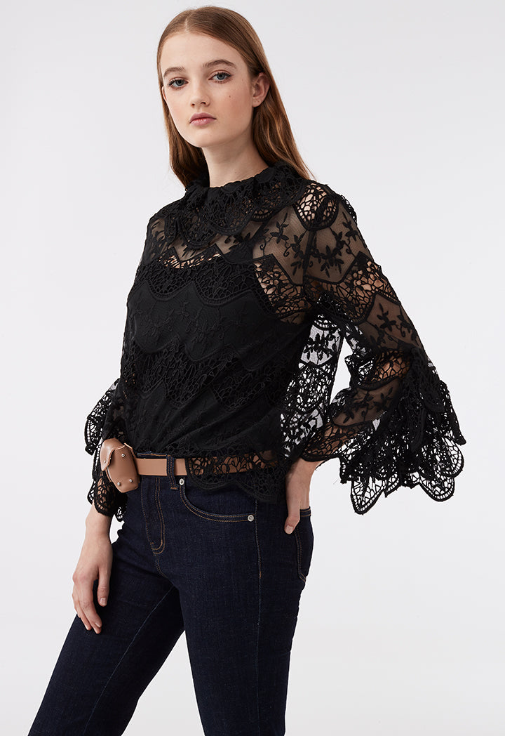 Schiffli & Mesh Blouse