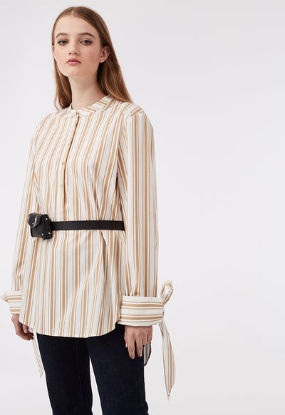 Striped Round Hem Shirt