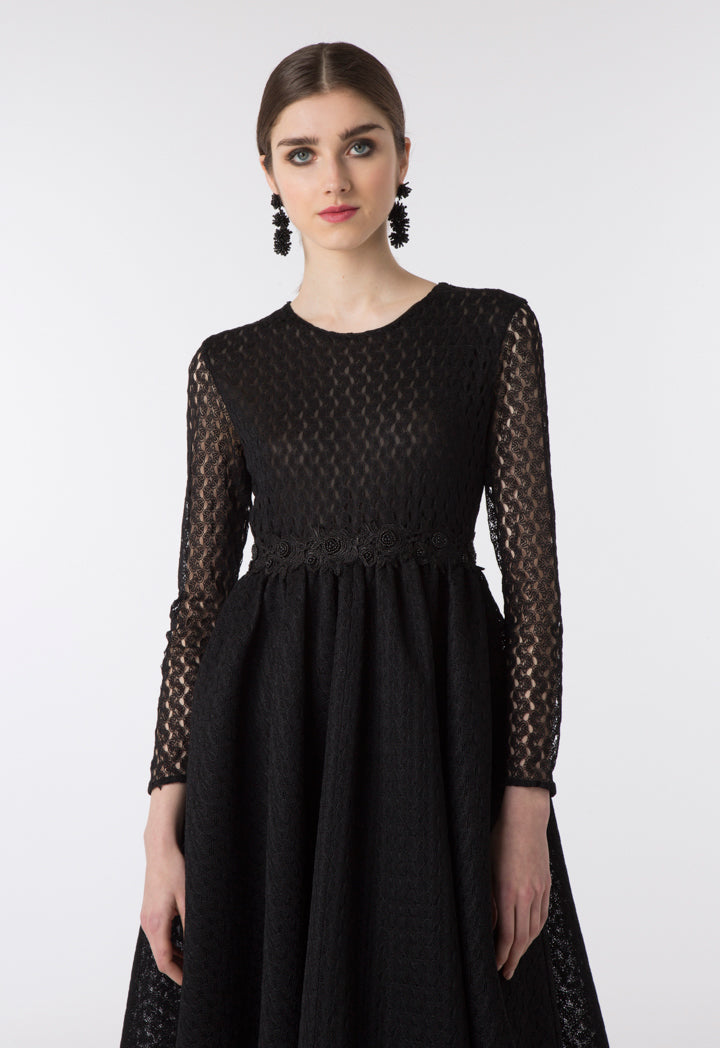 Mesh Embellished Lace Dress