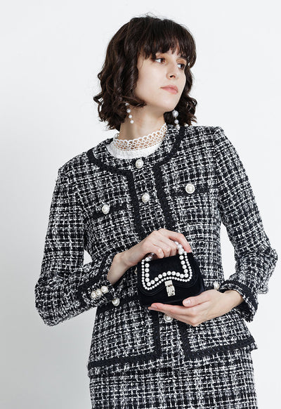 Contrast Lurex Tweed Outerwear