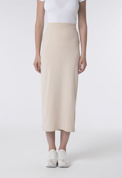 Solid Beige Pencil Skirt