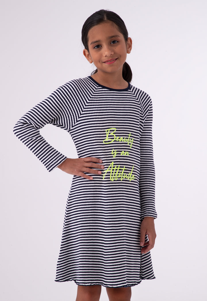 Striped Raglan Sleeve Ribbed Dress