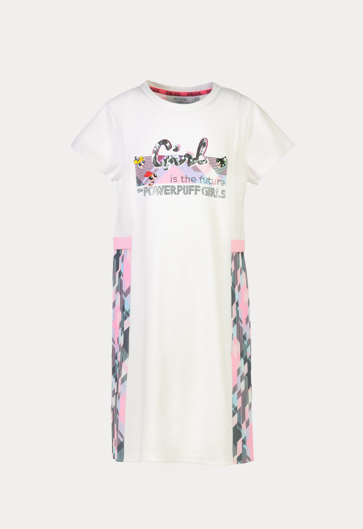 Powerpuff Girls Pleated Sided Graphic Print Dress