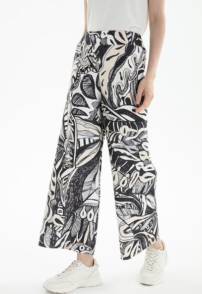 Hand Sketch Printed Neoprene Culottes