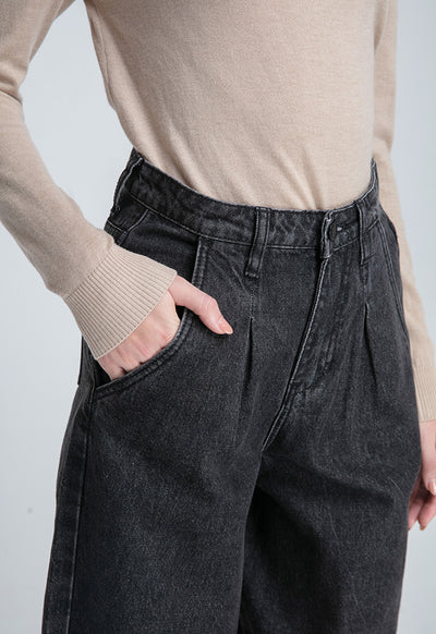 Semi Baggy Denim Solid Pants