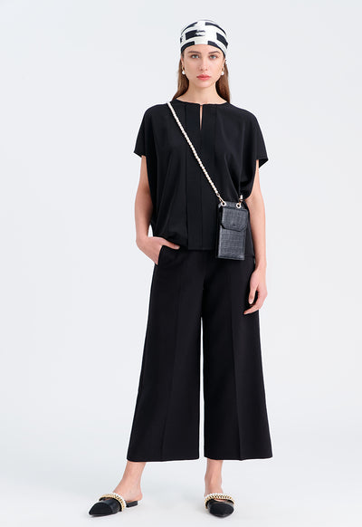 Solid Pleated Culottes