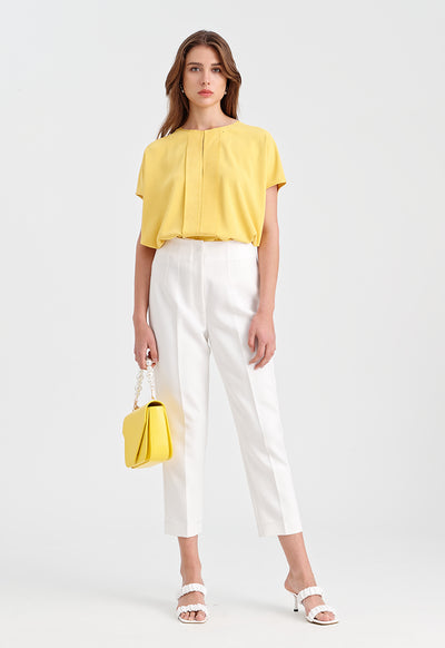 Solid Trouser With Pleats At Waist