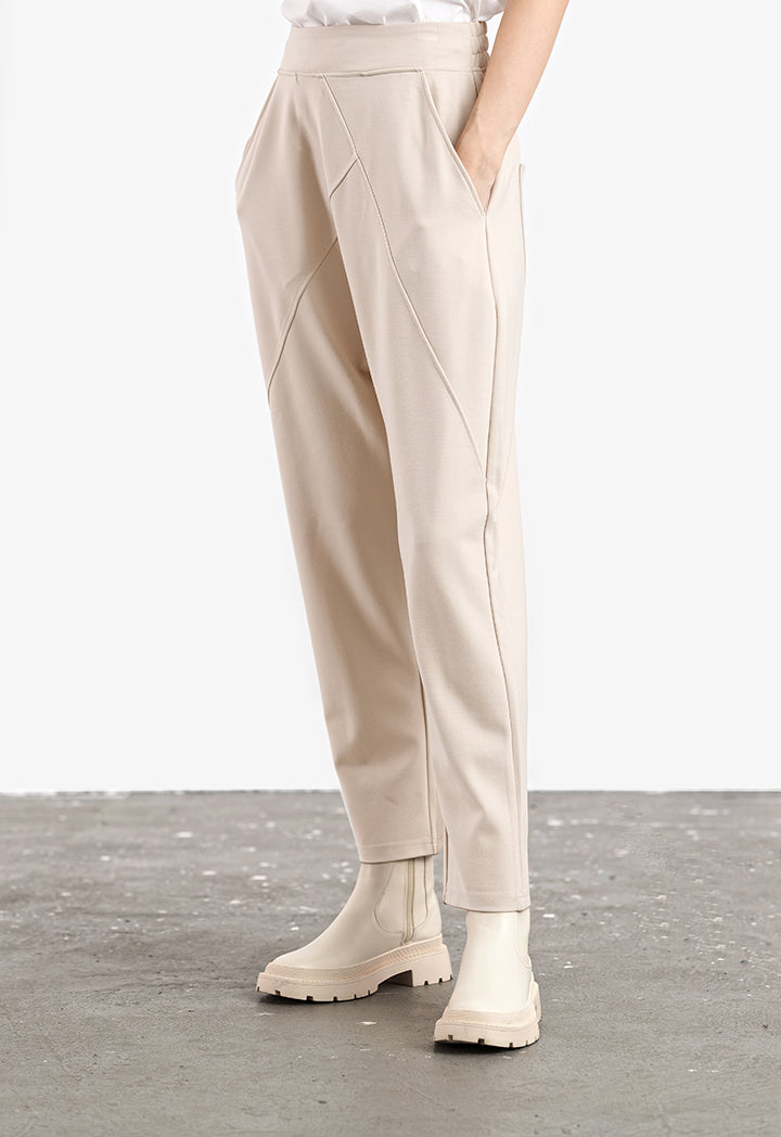 Solid Asymmetrical Pattern Baggy Trouser