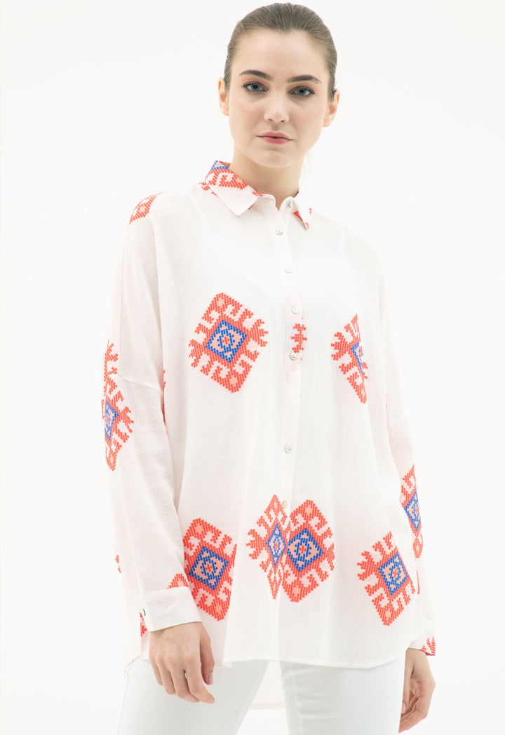 Multicolored Jacquard Motif Shirt (Free Size)