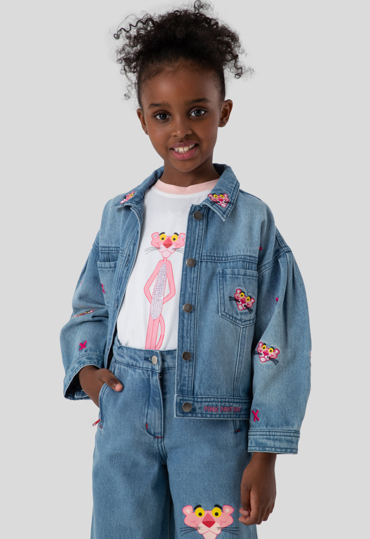 Pink Panther Embroidered Denim Jacket