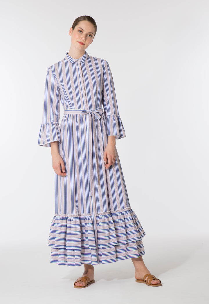 Gathered Hem Striped Dress