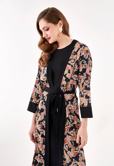 Paisley Print Long Kimono