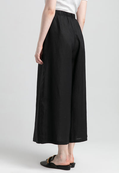 Solid Color Linen Wide Leg Pants