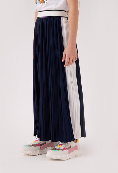 Stripe Edge Exposed Elastic Waistband Pleated Culottes