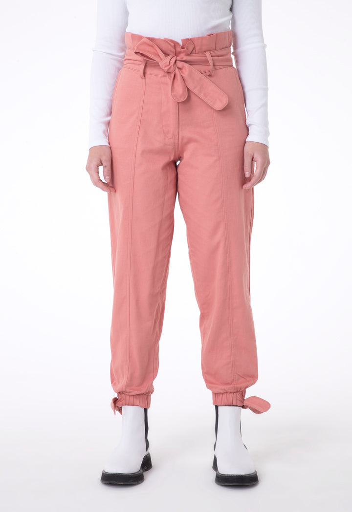 Solo Colored Seamed Tie Trouser