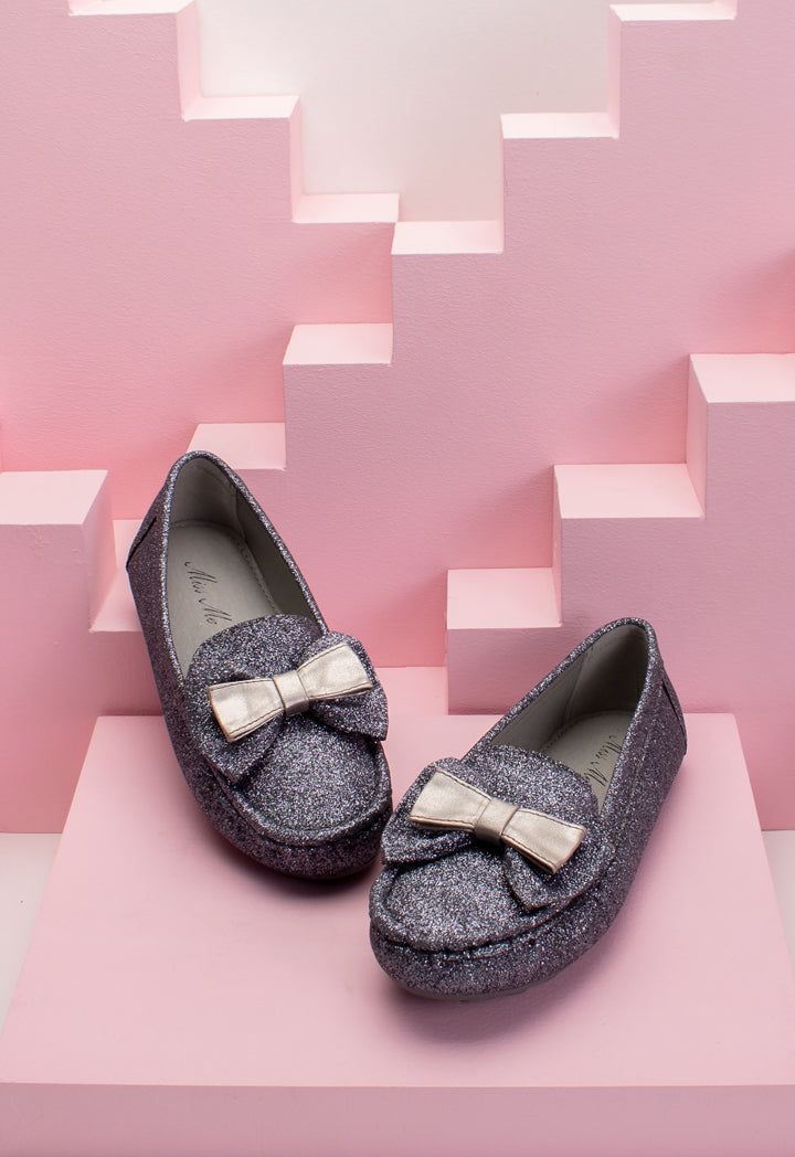Shimmer Bow Top Loafers