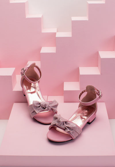 Shimmer Bow Open Toe Sandals