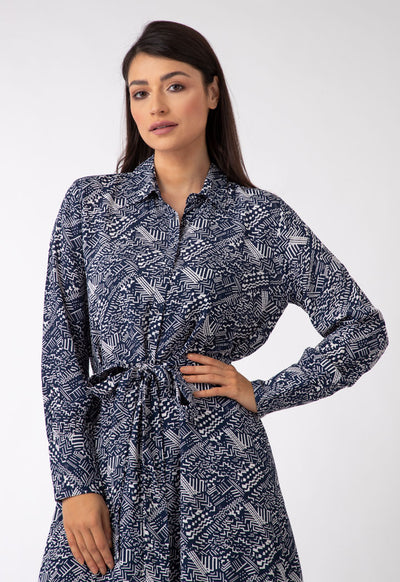 Printed Crepe Shirt Dress