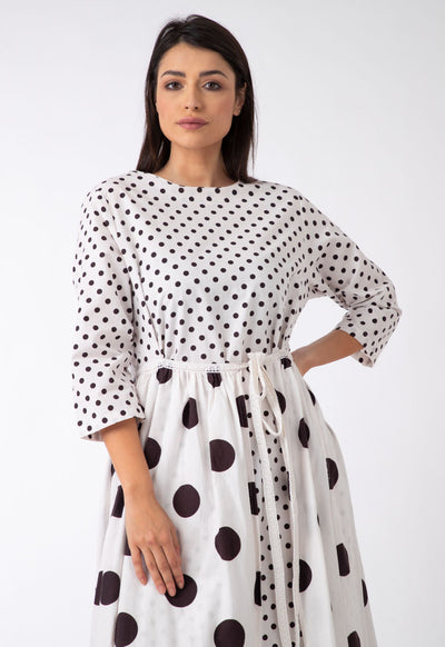 Laced Overlay Polka Skirt Dress