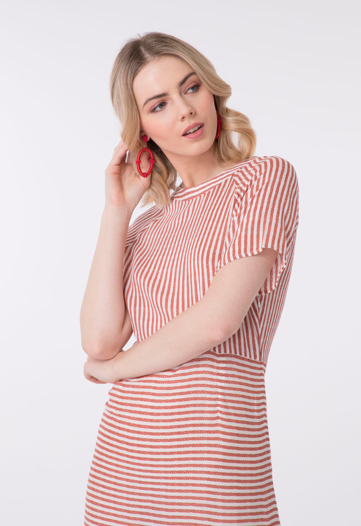 Striped Layered Ruffle Hem Dress