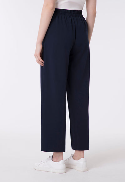Raw Hem Elastic Waist Trouser