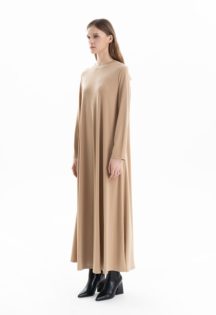 Solid Crew Neck Maxi Dress