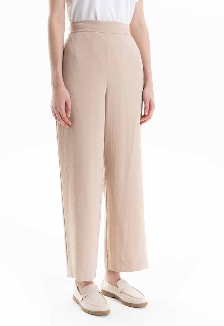 High Rise Textured Straight Leg Trouser