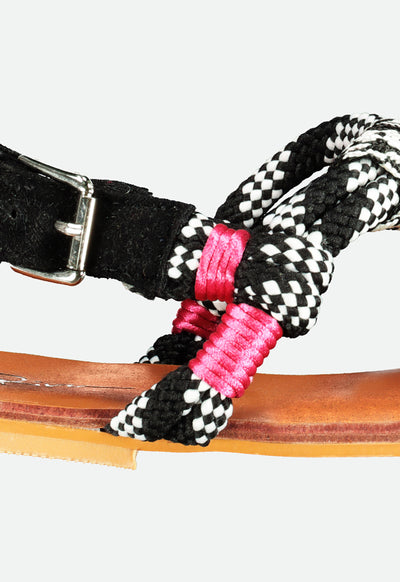 Braided T-Strap Sandals - Fresqa