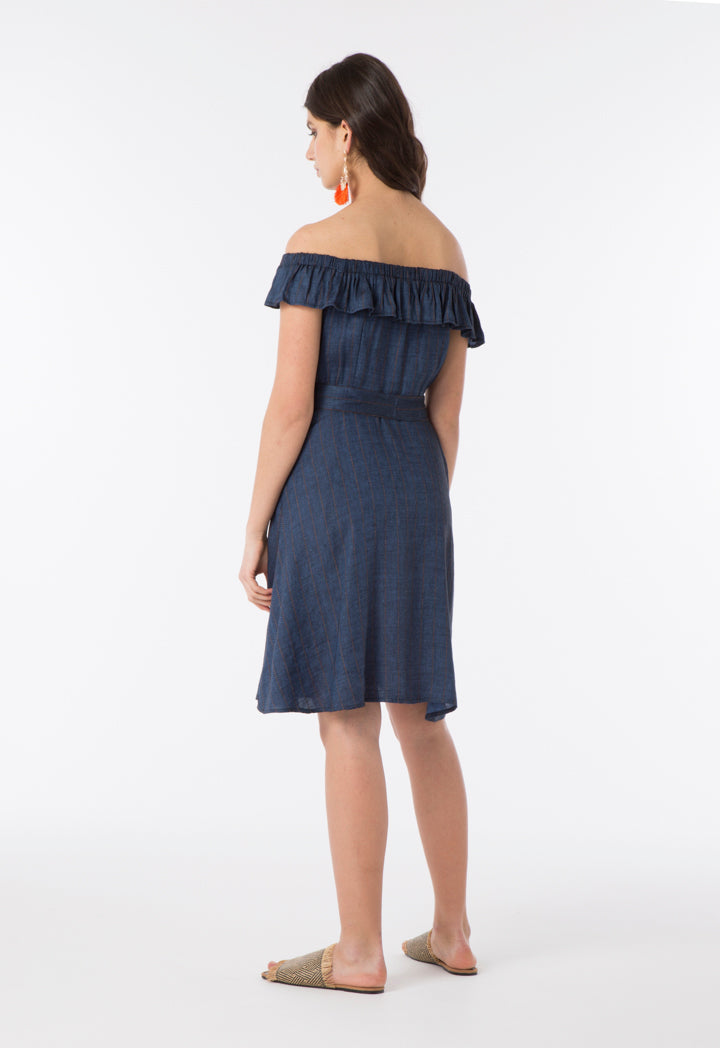 Striped Denim Dress - Fresqa