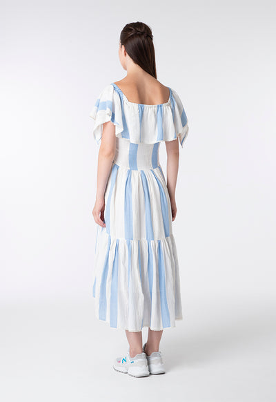 Off Shoulder A-Line Striped Dress - Fresqa