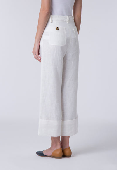 Folded Hem Linen Trouser