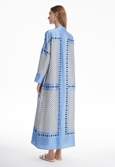 Circle All Over Patterned Multicolored Maxi Open Abaya