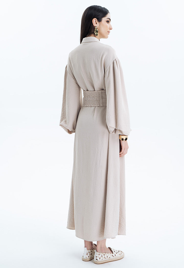 Maxi Shirt Dress With Wide Belt