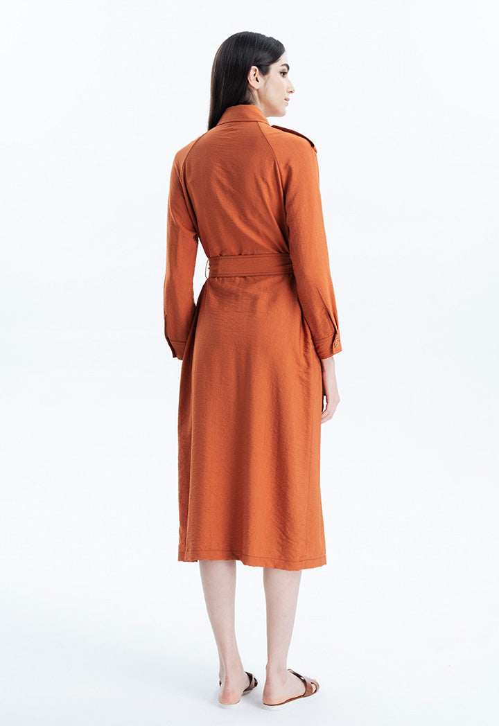Classic Long Jacket With Flap Pockets