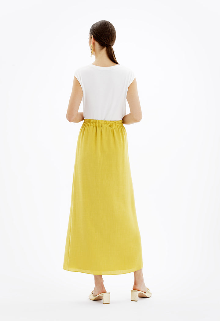 Solid Maxi Skirt With Pocket Detail