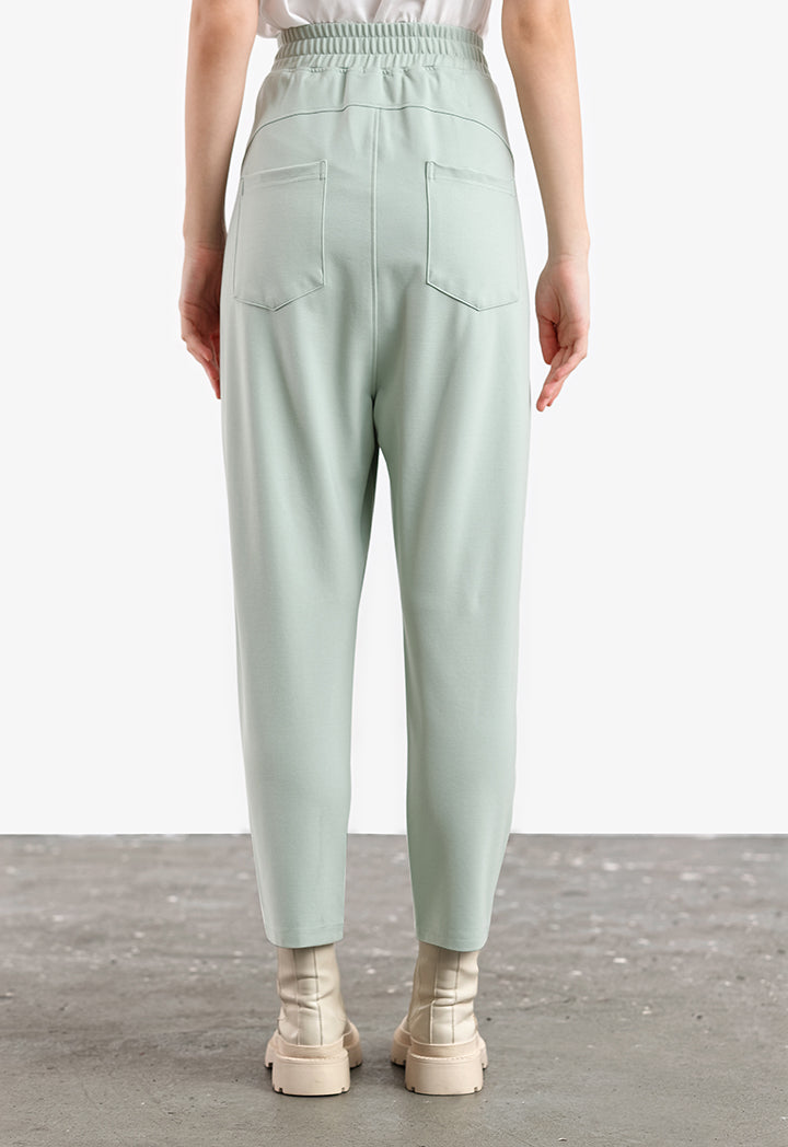 Solid Asymmetrical Pattern Baggy Trouser