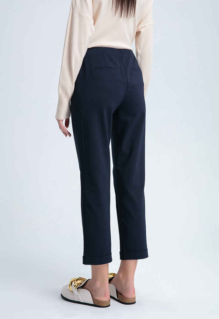 Folded Hem Solid Basic Trouser