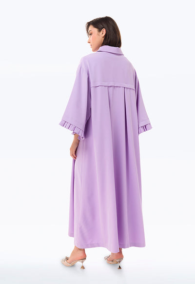 Ruffled Sleeve Solid Maxi Abaya