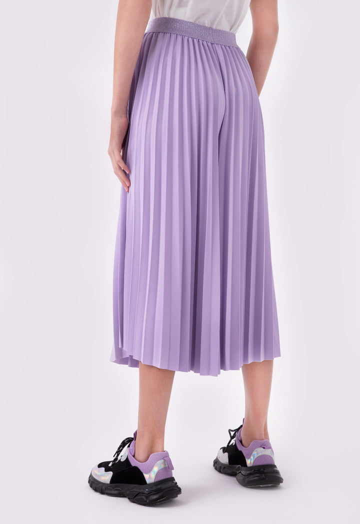 Lurex Elastic Waist Pleated Culottes Trouser