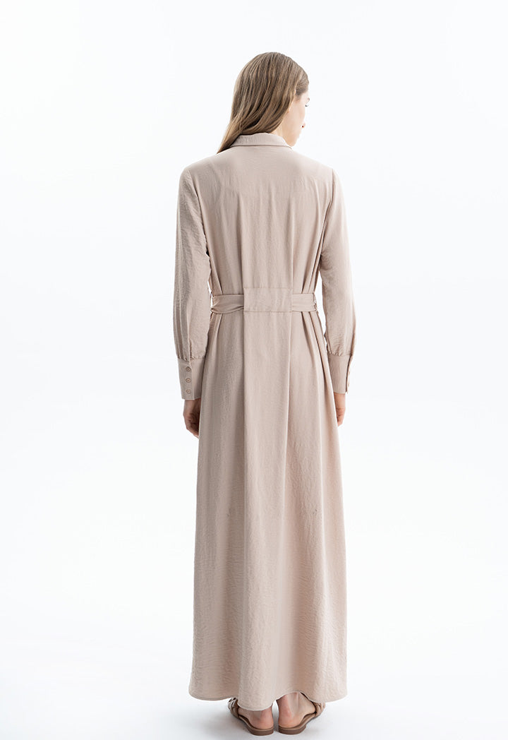 Long Wrinkled Shirt Dress