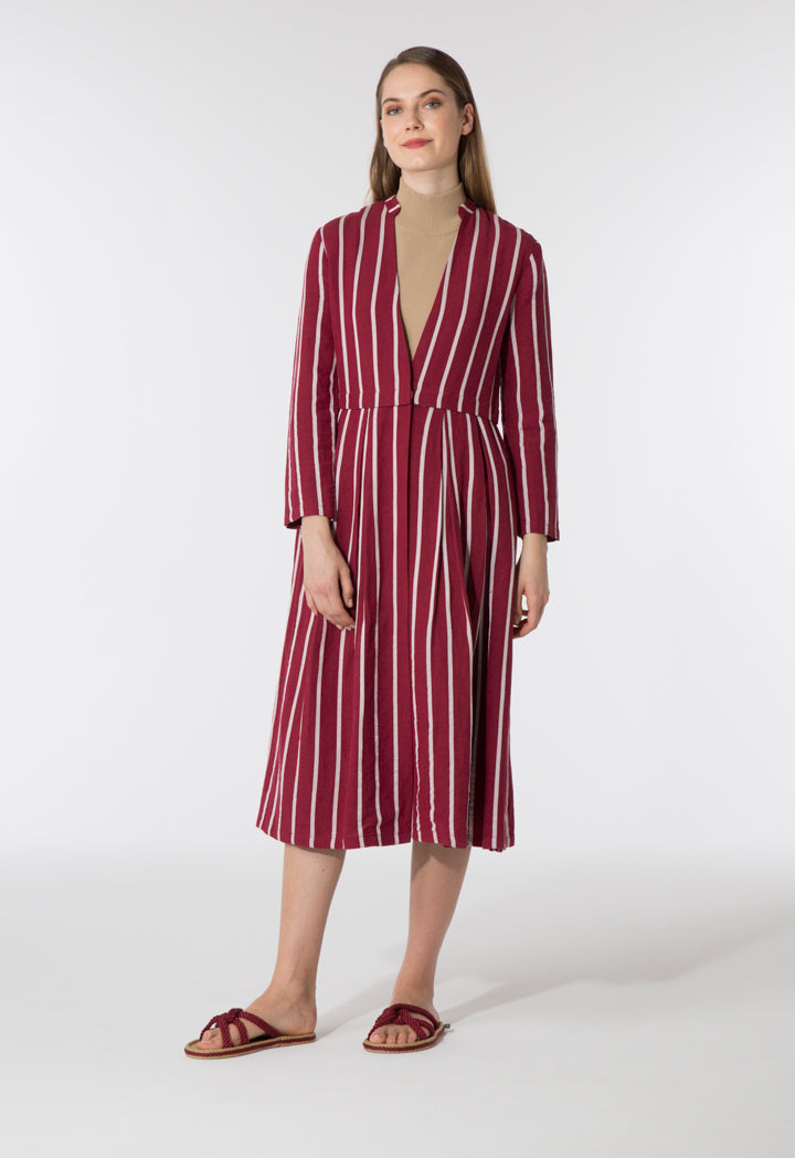 Striped V Neck Maxi Outerwear