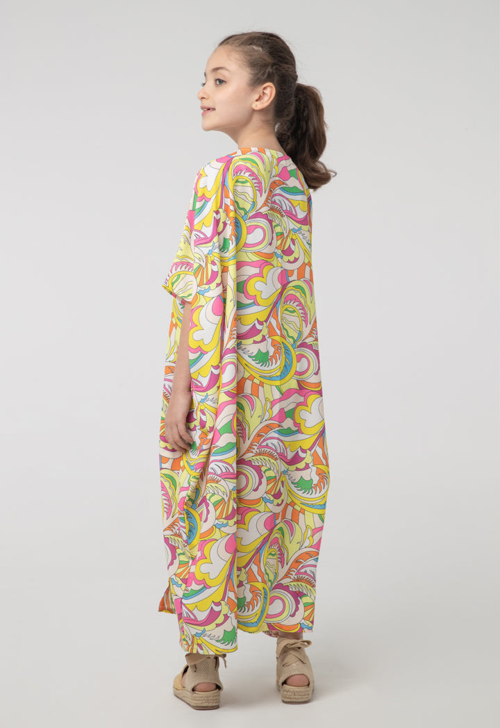 Multicolor Wrap Around Dress With Shrug Sets