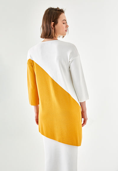 Asymmetric Colorbock Knit Top