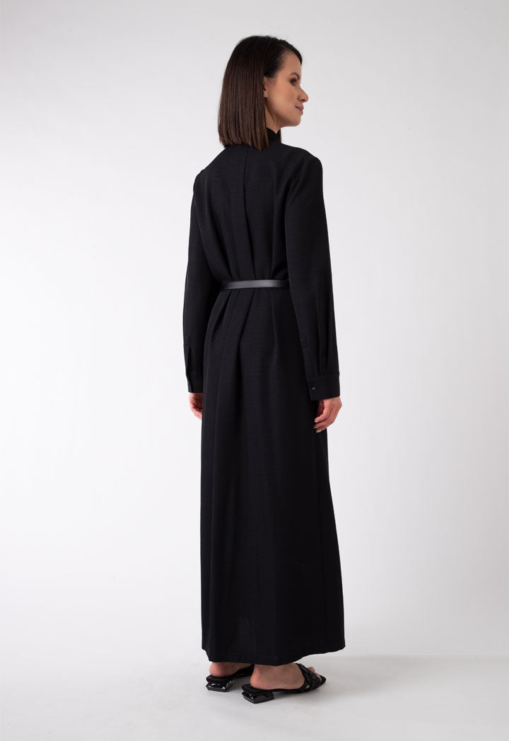 Hidden Placket Long Shirt Dress