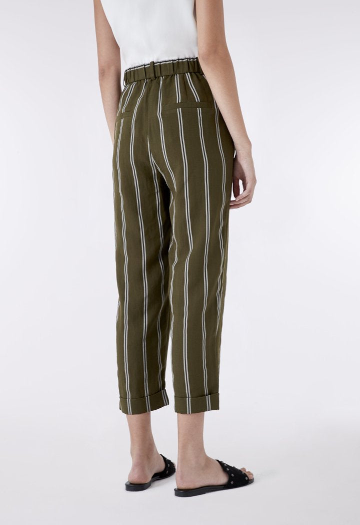 Striped Folded Hem Trouser