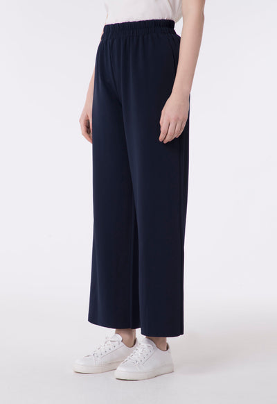 Raw Hem Elastic Waist Trouser