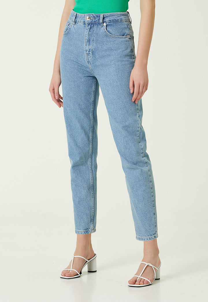 Club Mom Fit Blue Denim Trouser Blue